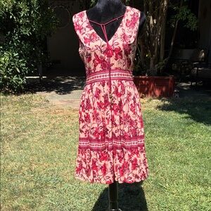 Kate Spade Red and Cream Floral Midi Dress